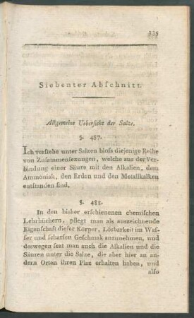 Siebenter Abschnitt. Allgemeine Uebersicht der Salze.