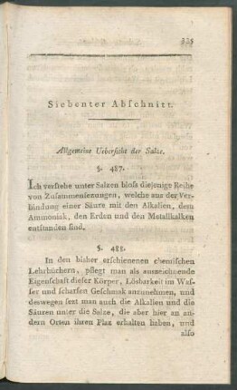 Siebenter Abschnitt. Allgemeine Uebersicht der Salze.