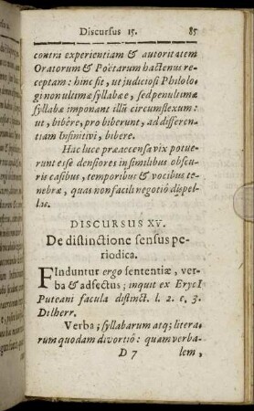 Discursus XV. De distinctione sensus periodica. - Discursus XVI. De distinctione affectuum.