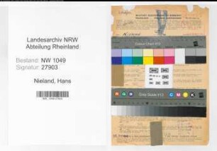 Entnazifizierung Hans Nieland , geb. 04.02.1898 (Postinspektor)