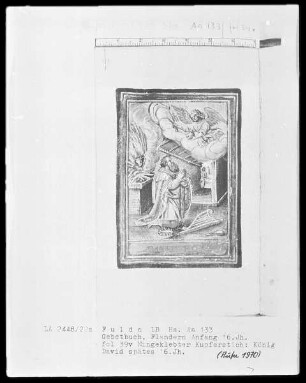 Gebetbuch mit drei eingeklebten Kupferstichen — König David, Folio 39verso