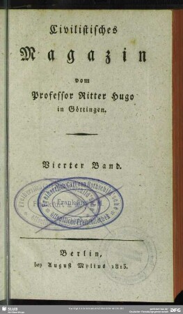 4.1812/13(1815): Civilistisches Magazin