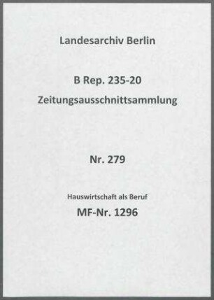 Hauswirtschaft als Beruf
