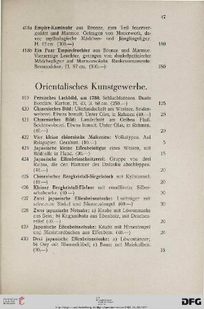 -48 Orientalisches Kunstgewerbe (Nr. 419-443)