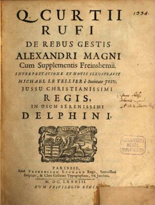 Q. Curtii Rufi De Rebus Gestis Alexandri Magni