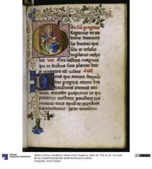 Gebetbuch, Initiale mit hl. Gregorius