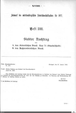 Staatshaushaltsplan 1922, Heft 18
