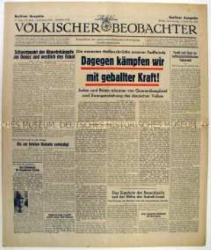 Tageszeitung "Völkischer Beobachter" mit Nachrichten und Berichten von verschiedenen Kriegsschauplätzen