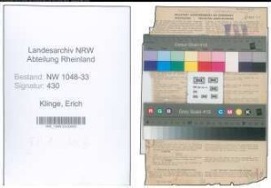 Entnazifizierung Erich Klinge , geb. 31.07.1889 (Lehrer)