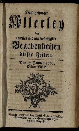 Den 19. Januar 1762. Drittes Stück.