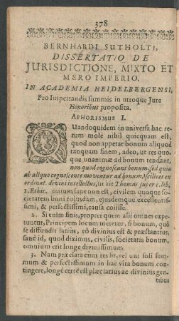 Bernhardi Sutholti, Dissertatio De Iurisdictione, Mixto Et Mero Imperio.