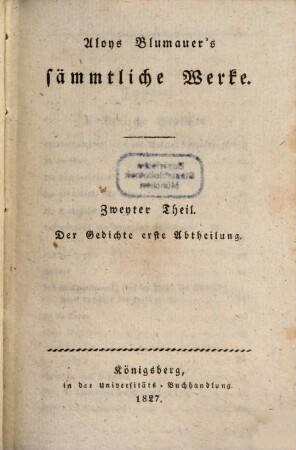 Aloys Blumauer's sämmtliche Werke, 2. Der Gedichte erste Abtheilung