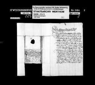 Schreiben des Würzburger Bischofs Johann Philipp von Schönborn zu den Einquartierungen durch den Oberst Montragon