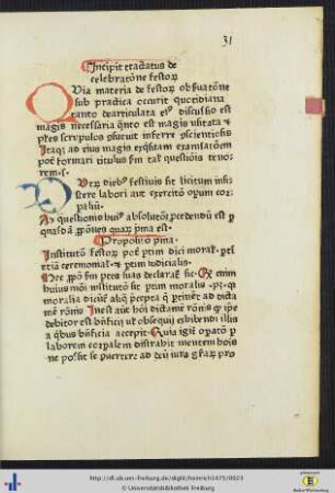 Tractatus de celebratione festorum