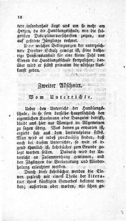 Zweiter Abschnitt. Vom Unterrichte