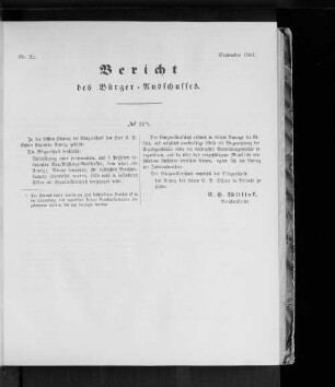 Nr. 22 Bericht des Bürger-Ausschusses. September 1861