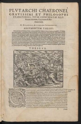 Plutarchi Chaeronei, Gravissimi Et Philosophi Et Historici, Vitae Comparatae Illustrium virorum, Graecorum & Romanorum.