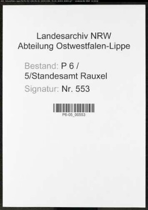Sterberegister Standesamt Castrop-Rauxel Rauxel