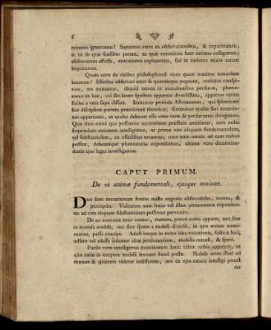 Caput Primum. De vi animæ fundamentali, ejusque notione.