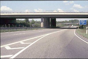 Ausfahrt aus Überführung Ost (Basel Richtung Landau) zu Fahrbahn Nord der K9652 (Wolfartsweier Richtung Landau)