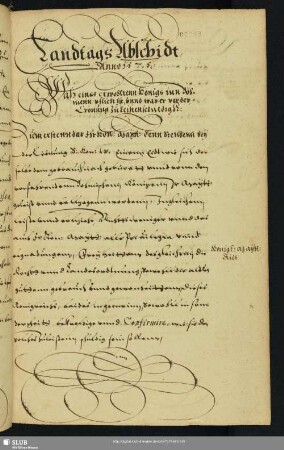 Landtags Abschidt Anno 1575