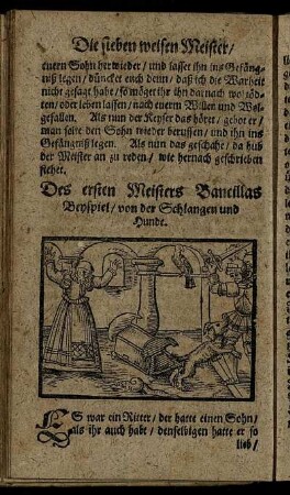 Des ersten Meisters Bancillas Beyspiel, von der Schlangen und Hunde