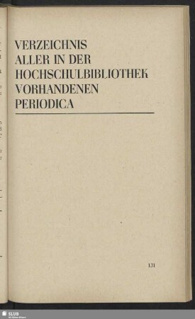 Verzeichnis Aller In Der Hochschulbibliothek Vorhandenen Periodica