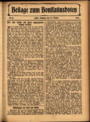 Zweite Ausgabe vom Sonntag, den 23. Oktober 1904.