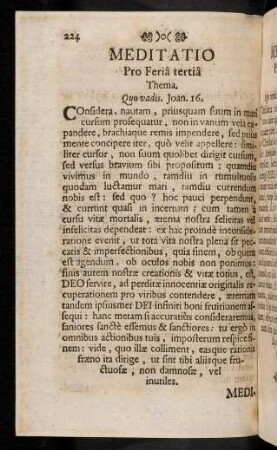 224-234, Meditatio Pro Feria tertia; ...
