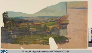 Landschaft mit Wiesen, Feldern und Wäldern