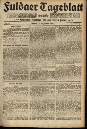 Ausgabe vom Freitag, den 03. Dezember 1920.