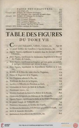 Table des figures du tome VII