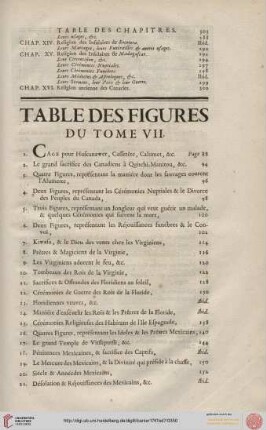 Table des figures du tome VII