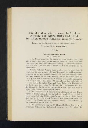 Wissenschaftlicher Abend am 17. Januar 1903.