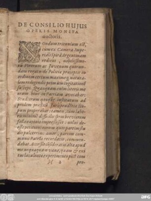 De Consilio Huius Operia Monita auctoris.