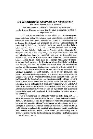 Die Zielsetzung im Unterricht der Arbeitsschule