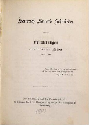 Erinnerungen aus meinem Leben : 1794 - 1823