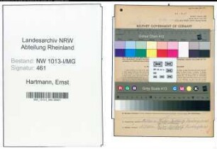 Entnazifizierung Ernst Hartmann , geb. 26.04.1922 ()