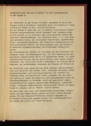 Rahmenrichtlinie für den Unterricht im Fach Kunsterziehung in der Klasse 10