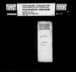Rechenbuch des Amtes Virneburg.