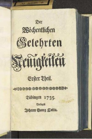 1735: Der wöchentlichen gelehrten Neuigkeiten Theil