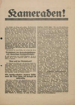 Kameraden! Der blutigste aller Kriege geht zu Ende ...