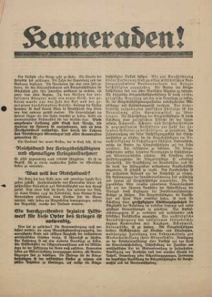 Kameraden! Der blutigste aller Kriege geht zu Ende ...