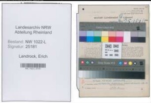 Entnazifizierung Erich Landrock , geb. 10.09.1906 (Kaufmaennischer Angestellter)