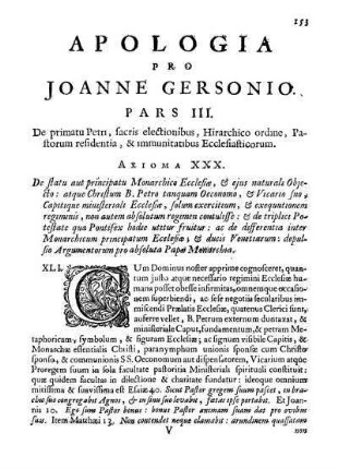 Axioma XXX. De statu aut principatu Monarchico Ecclesiæ, & ejus naturali Objecto: [...]