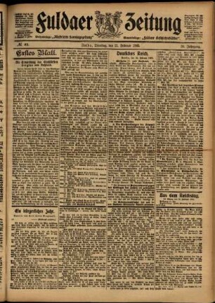 Erste Ausgabe vom Dienstag, den 21. Februar 1905.
