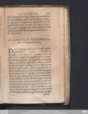 Al Cardinal Grandigello, per lo Principe di Salerno.