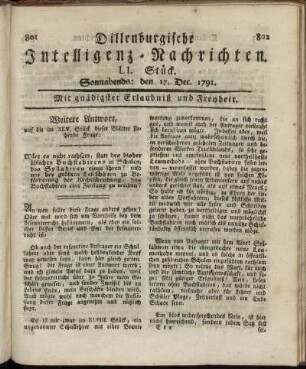 LI. Stück. Sonnabends: den 17. Dec. 1791.