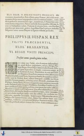 Philippus II. Hispan. Rex.