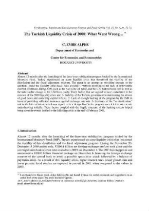 The Liquidity Crisis of Turkey : What Went Wrong...
